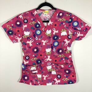 Wonderwink Scrub Top XS Pink Ribbon